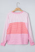 Striped Colorblock Exposed Seam Raglan Long Sleeve Top